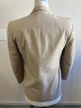 Z&Z, Beige, Lt Gray, Wool, Stripes, SB. 2 Btns, Notched Lapel, Woven, 2 Welt Pocket, 1 Chest Pkt, 3 Btn Cuffs