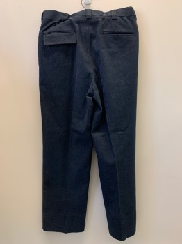 Mens, Casual Pants, FALCONE, Denim Blue, Cotton, Solid, 34/32, Pleated Front, Side Pockets, Zip Front, Belt Loops
