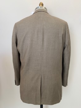Mens, Sportcoat/Blazer, PERRY ELLIS, Lt Brown, Polyester, Rayon, Stripes - Pin, 46R, Single Breasted, Collar Attached, Notched Lapel, 2 Buttons,  3 Pockets