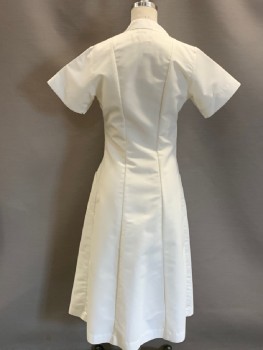 Womens, Waitress/Maid, BREW APPAREL, White, Polyester, Cotton, Solid, W 28, B 34, C.A., B.F., S/S, 2 Pckts, Fitted, Hem Mid-calf,