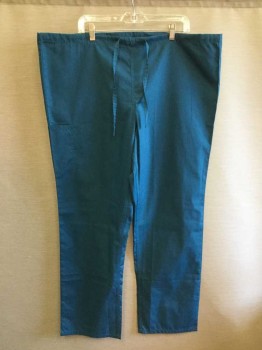 SCRUB ZONE, Teal Blue, Poly/Cotton, Solid, D. String Waist, Pocket Right Leg