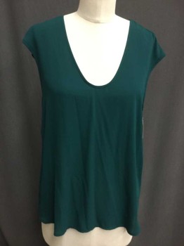 Womens, Shell, JCREW, Dk Green, Polyester, Solid, 6, Dk Green Sleeveless V-neck, Pull Over, See Photo Attached,