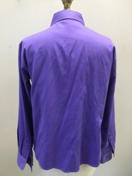 HARRITON, Orchid Purple, Cotton, Polyester, Solid, Long Sleeves, Button Front, Collar Attached,