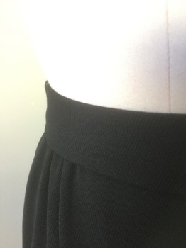 N/L, Black, Wool, Solid, Diagonally Ribbed Wool, Gathered Waist, 2 Curved Welt Pockets at Hips, Straight Fit, Ankle Length, Self 1.5" Wide Belt Attached at Center Back Waist,