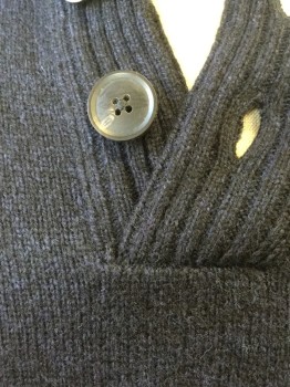 RODD & GUNN , Navy Blue, Black, Wool, Solid, Rib Knit Collar/shoulders/sleeves, 3 Button Neck, Mock Neck
