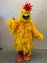 N/L, Yellow, Feathers, Polyester, Chicken, Yellow Tunic Covered in Yellow Feathers, Long Sleeves, Below Knee Length, Velcro at Center Back, **Needs Some Work, Feathers Coming Off **Includes Non Coded Chicken Feet Boots: Orange with Snap Closures at Ankle