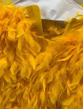 Unisex, Walkabout, N/L, Yellow, Feathers, Polyester, C <60", O/S, Chicken, Yellow Tunic Covered in Yellow Feathers, Long Sleeves, Below Knee Length, Velcro at Center Back, **Needs Some Work, Feathers Coming Off **Includes Non Coded Chicken Feet Boots: Orange with Snap Closures at Ankle