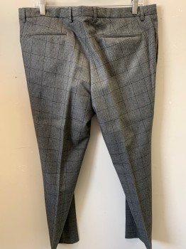 BOSS, Lt Gray, Black, Wool, Houndstooth, Check , Flat Front, 4 Pockets,