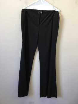 THEORY COOP, Black, Wool, Lycra, Solid, Flat Front, Zip Front, Straight Leg