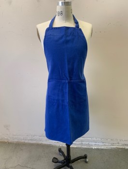 Unisex, Apron, NL, Blue, Poly/Cotton, OS, 2 Front Pockets, Silver Round Buckles at Neck