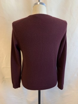 Mens, Pullover Sweater, THEORY, Red Burgundy, Cashmere, Solid, M, Crew Neck, Long Sleeves