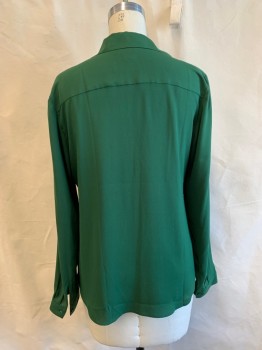 Womens, Blouse, ANN TAYLOR, Emerald Green, Polyester, Solid, B: 38, M, C.A., Button Front, L/S,