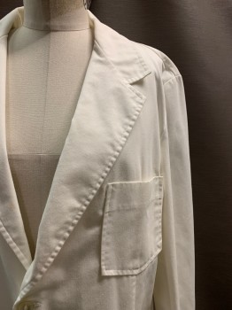 Unisex, Lab Coat Unisex, MR. BARCO, Off White, Polyester, Cotton, Solid, 42, 2 Buttons, Single Breasted, Notched Lapel, 3 Pockets,