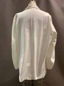 MR. BARCO, Off White, Polyester, Cotton, Solid, 2 Buttons, Single Breasted, Notched Lapel, 3 Pockets,