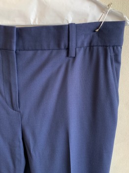 Womens, Slacks, THEORY, Navy Blue, Synthetic, Solid, 4, Zip Front, Hook Closure, F.F, Creased Front