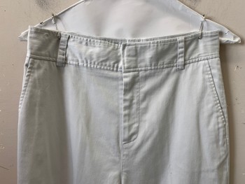Womens, Pants, ATM, White, Cotton, Polyester, Solid, 4, F.F, Side Pockets, Zip Front, Belt Loops