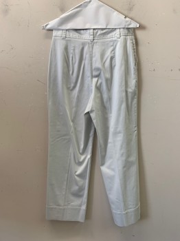 ATM, White, Cotton, Polyester, Solid, F.F, Side Pockets, Zip Front, Belt Loops