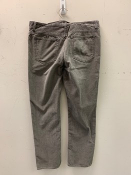 Mens, Casual Pants, J. Crew, Gray, Cotton, Solid, 32/30, Corduroy Pants, F.F, Top Pockets, Zip Front, Belt Loops
