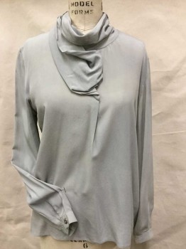 GIORGIO ARMANI, Gray, Silk, Solid, Gray Silk, Layers Droop Collar Attached, Long Sleeves, 5 Button Back