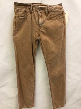 Mens, Casual Pants, LEVI 511, Caramel Brown, Cotton, Solid, 30, 30, Jean Cut 5 + Pockets, Low Rise