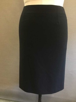 Womens, Skirt, Knee Length, THEORY, Black, Polyester, Wool, Solid, 8, Pencil Skirt, CB Zip, 2 Slits in Back