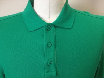 NORDSTROM Men's Shop, Green, Cotton, Solid, Collar Attached, 3 Button Front, Short Sleeves,