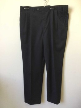 Mens, Slacks, RALPH LAUREN, Navy Blue, Wool, Solid, 38/32, Double Pleated Front, Side And Back Pockets, Zip Front, Belt Loops