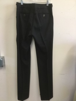 Mens, Suit, Pants, DOLCE & GABANNA , Black, Wool, Silk, Solid, 31/34, Flat Front, Slit Pockets, Satin Side Stripe