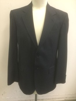 NAUTICA, Navy Blue, Gray, Wool, Cashmere, Stripes - Pin, Single Breasted, Notched Lapel, 2 Buttons, 3 Pockets, Suit Jacket Without Pants