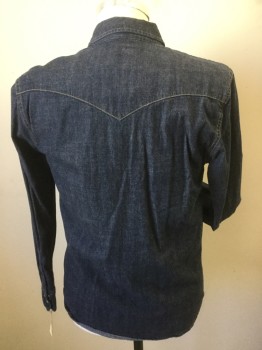 LEVI'S, Dk Blue, Cotton, Solid, Snap Front Long Sleeves, 2 Pockets, Yoke, Western, Double, See FC048284