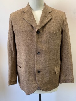 SIAM COSTUMES MTO, Brown, Beige, Wool, 2 Color Weave, Single Breasted, 3 Buttons,  Notched Lapel, 3 Pockets, Made To Order