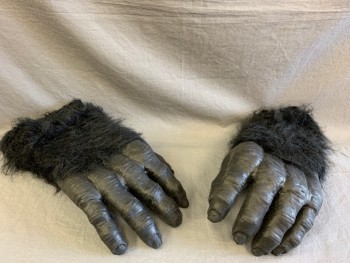 Unisex, Walkabout, MTO, Black, Synthetic, Silicone, Solid, C<42, Gorilla, 4 Pieces, Body, Head, Gloves, & Feet, Faux Fur with Center Back Zipper, Black Silicone Chest
