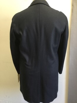 Mens, Coat, Overcoat, TURIST, Navy Blue, Wool, Cashmere, Solid, 44, Single Breasted, Notched Lapel, 5 Pockets,
