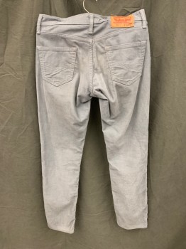 Mens, Casual Pants, LEVI'S, Dove Gray, Cotton, Polyester, Solid, 32/32, Corduroy, Zip Fly, 5 Pockets, Belt Loops