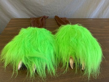 MTO, Neon Green, Synthetic, Solid, "Grateful Dead" Bear-Panther, Plush Furry Body, Long Sleeves, Full Legs with Stirrups at Leg Openings, Velcro Closure at Center Back. Wired "Tail" in Back (There are Other Bear-Panthers in Yellow, Blue, Green and Pink in Stock), Comes with Head, Gloves and Spats, Cat