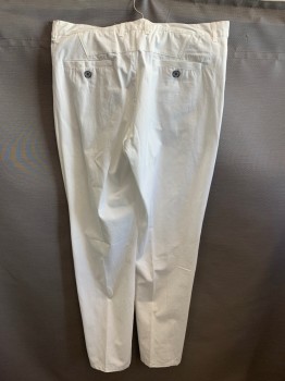ROSSETTI, White, Cotton, Solid, Flat Front, Twill, 4 Pockets, Belt Loops
