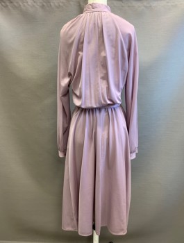 C&A, Mauve Pink, Polyester, Solid, Long Raglan Sleeves, Stand Collar, 4 Covered Buttons, Elastic Waist, Knee Length, With Matching Belt (CF017085)