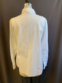 Womens, Blouse, ANNE KLEIN, White, Cotton, Stripes - Shadow, M, Button Front, Collar Attached, Long Sleeves, Button Cuff