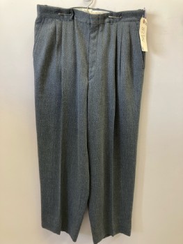 N/L, Gray, Black, Heathered, Pleated Front, Zip Front, Belt Loops, 4 Pckts,