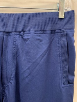 CROSS FIT, Navy Blue, Polyester, Spandex, Solid, CARGO, Elastic/Drawstring Waistband, 6 Pockets,