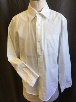 FRENCH TOAST, White, Cotton, Polyester, Solid, Uniform Girls- Collar Attached, Button Down, Button Front, 1 Pocket, Long Sleeves, Curved Hem