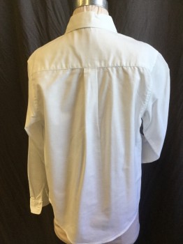 Childrens, Shirt, FRENCH TOAST, White, Cotton, Polyester, Solid, 11-13, Uniform Girls- Collar Attached, Button Down, Button Front, 1 Pocket, Long Sleeves, Curved Hem
