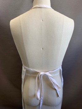 N/L, White, Poly/Cotton, Solid, Twill, No Pockets, Self Ties at Sides