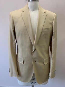ROSSETTI, Khaki Brown, Wool, Solid, 2 Buttons, Single Breasted, Notched Lapel, 3 Pockets, Stitching Details