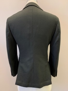 Mens, Sportcoat/Blazer, SUIT SUPPLY, Dk Olive Grn, Wool, Solid, 38, 2 Buttons, Single Breasted, Notched Lapel, 3 Pockets,
