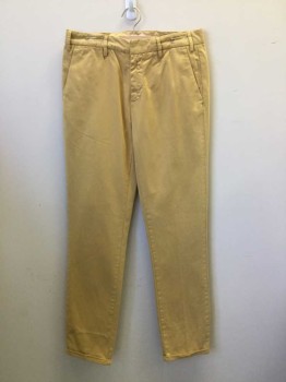 Mens, Casual Pants, GANT, Mustard Yellow, Cotton, Solid, 32, 31, Chino, 4 Pockets, Zip Fly, Narrow Cuffs