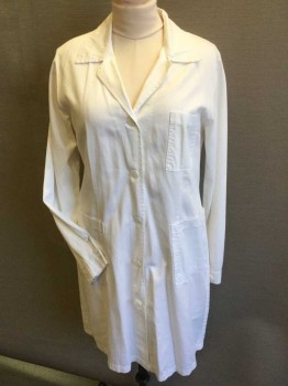 AD, White, Polyester, Cotton, Solid, White, Notched Lapel, 4 Button Front, 3 Pockets,  Long Sleeves,