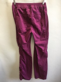 CHEROKEE, Red Burgundy, Poly/Cotton, Solid, Drawstring and Elastic Waist, Pockets