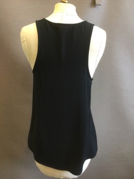 Womens, Top, LEITH, Black, Rayon, Solid, XS, Ballet Neck with Cut Out Triangle, Sleeveless ,
