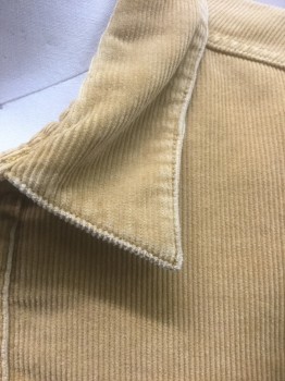 PATAGONIA, Tan Brown, Cotton, Solid, Corduroy, Long Sleeve Button Front, Collar Attached, 2 Patch Pockets with Button Flap Closures